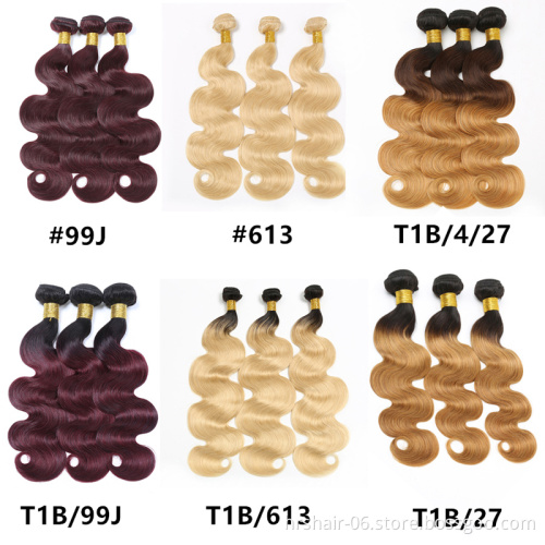 Brazilian Hair Bundles,Black Rose Brazilian Virgin Body Wave Ombre 1b/27# Human Hair Virgin Body Wave Hair Weave Grade